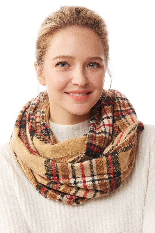 Women's Winter Plaid Patterned Infinity Scarf