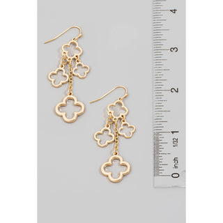 Metallic Clover Charms Chain Dangle Earrings