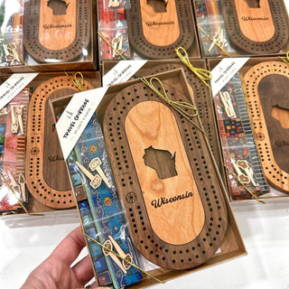 US States Mini Travel Cribbage Board Set with Custom Pegs