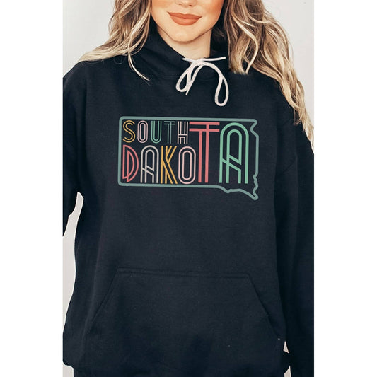 SOUTH DAKOTA Neon State Shape Graphic Hoodies