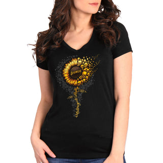 *CLEARANCE* 2025 Sturgis Motorcycle Rally Sunflower Skulls Black Ladies Tee
