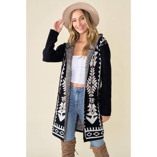***CLEARANCE **** Aztec Rainbow Long Sleeve Hooded Sweater Cardigan