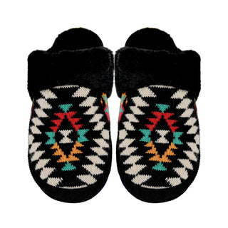 Aztec Patterned Faux Fur C.C Slippers SPE3001