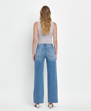LOVERVET BY VERVET HIGH RISE PATCH POCKET WIDE LEG JEANS LV1479
