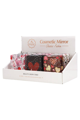 Valentine's Love Print Glitter Compact Mirror