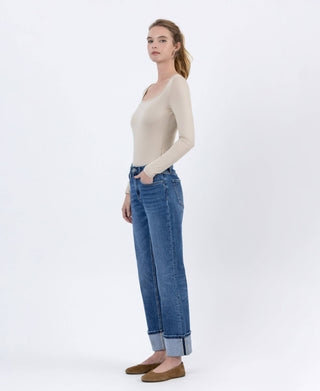 LOVERVET BY VERVET HIGH RISE CUFFED ANKLE STRAIGHT JEANS LV1608