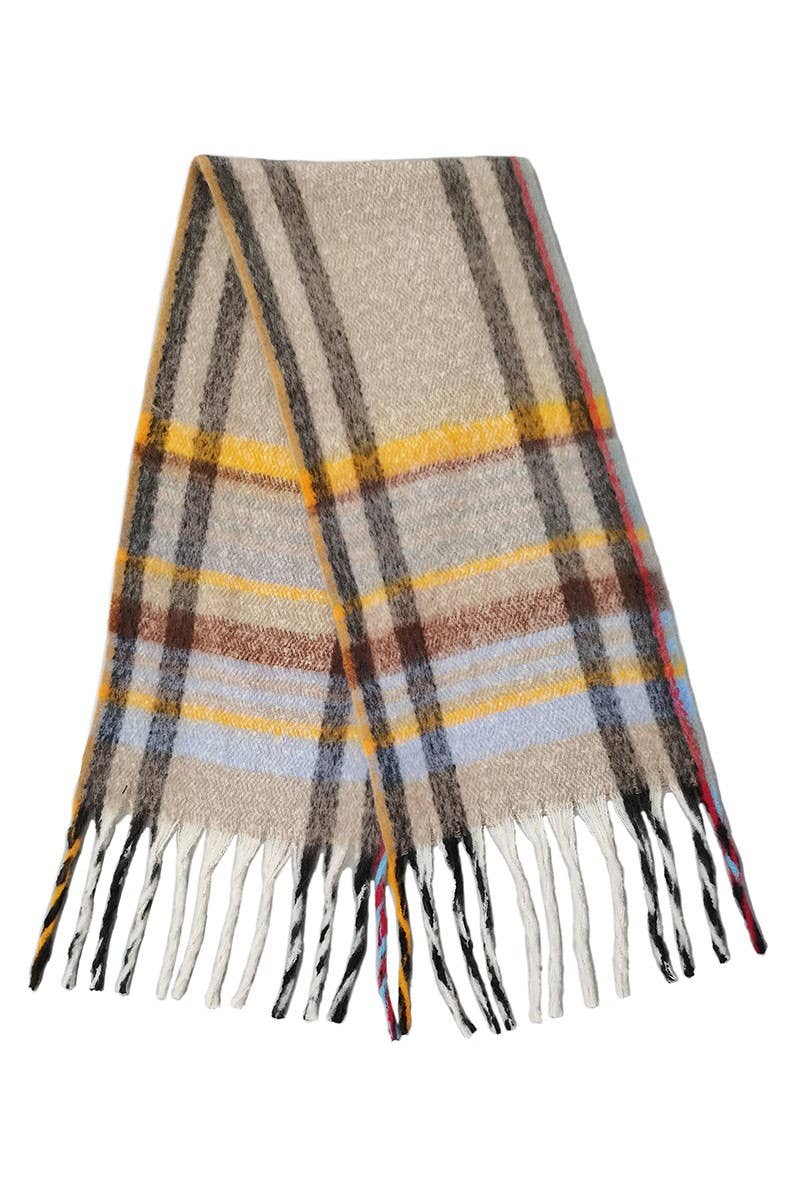 Women's Multi Stripe Cozy Scarf w Fringe