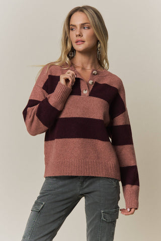 Adora COZY CHIC STRIPED SWEATER
