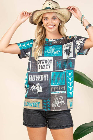 CLEARANCE PENNY WESTERN RODEO PRINT T-SHIRT