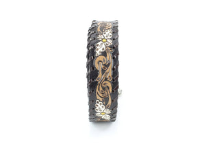 Floral Belt | White Painted Flowers & Whipstitch ABB-14-121