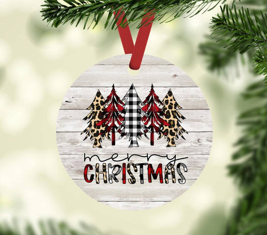 Merry Christmas Animal Print Trees Christmas Ornament 2024