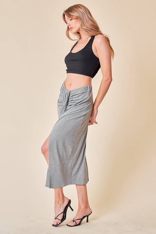 Ruched Detail Midi Skirt - 6385S