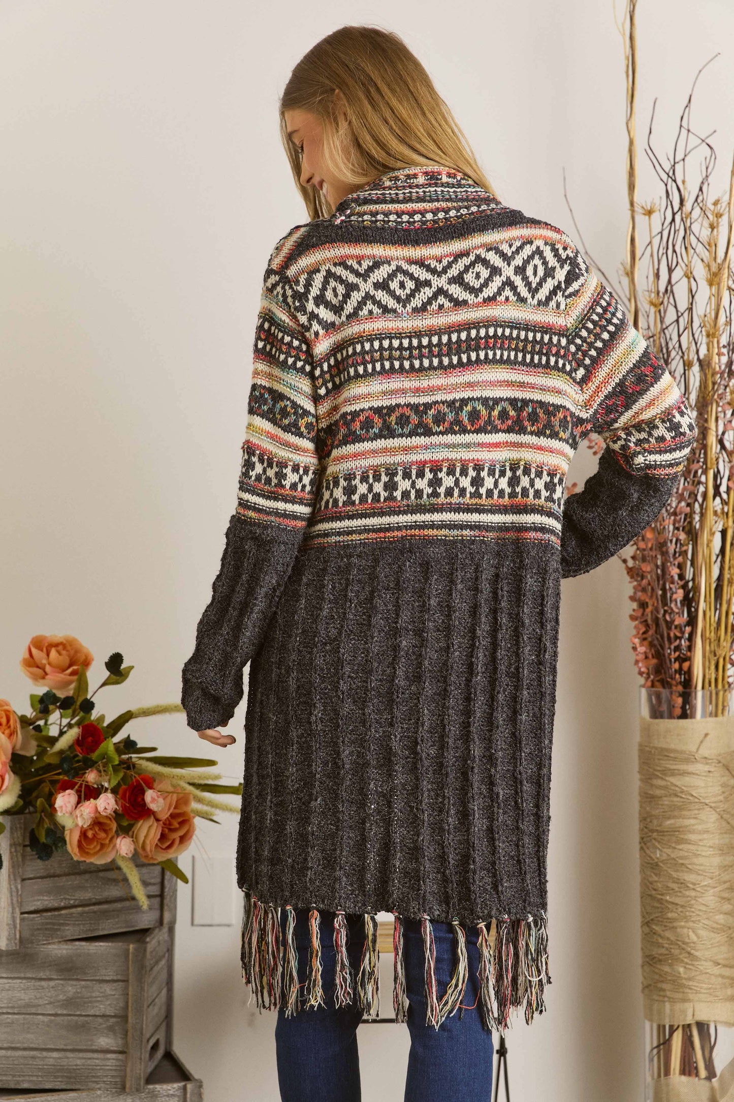 Adora FRINGE HEM AZTEC CARDIGAN