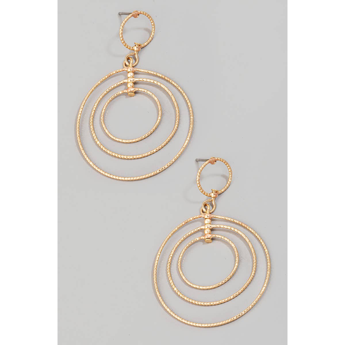 Layered Textured Hoop Dangle Earrings