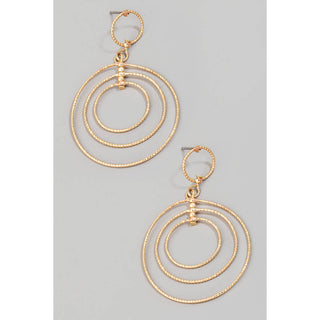 Layered Textured Hoop Dangle Earrings