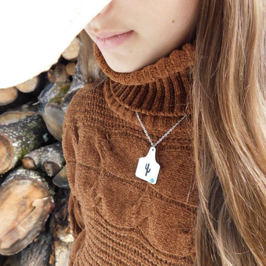 Cattle Tag Necklace - Cactus