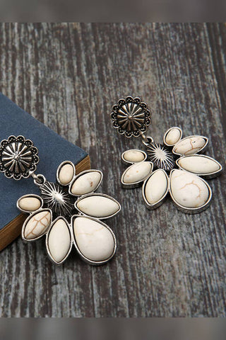 Flower Shaped Decor Drop Earrings