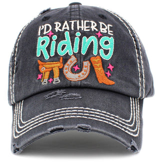 I'd Rather Be Riding Vintage Ballcap hat