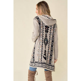 ***CLEARANCE **** Aztec Rainbow Long Sleeve Hooded Sweater Cardigan