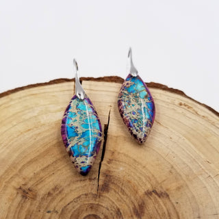 Natural Jasper Stone Leaf Earrings