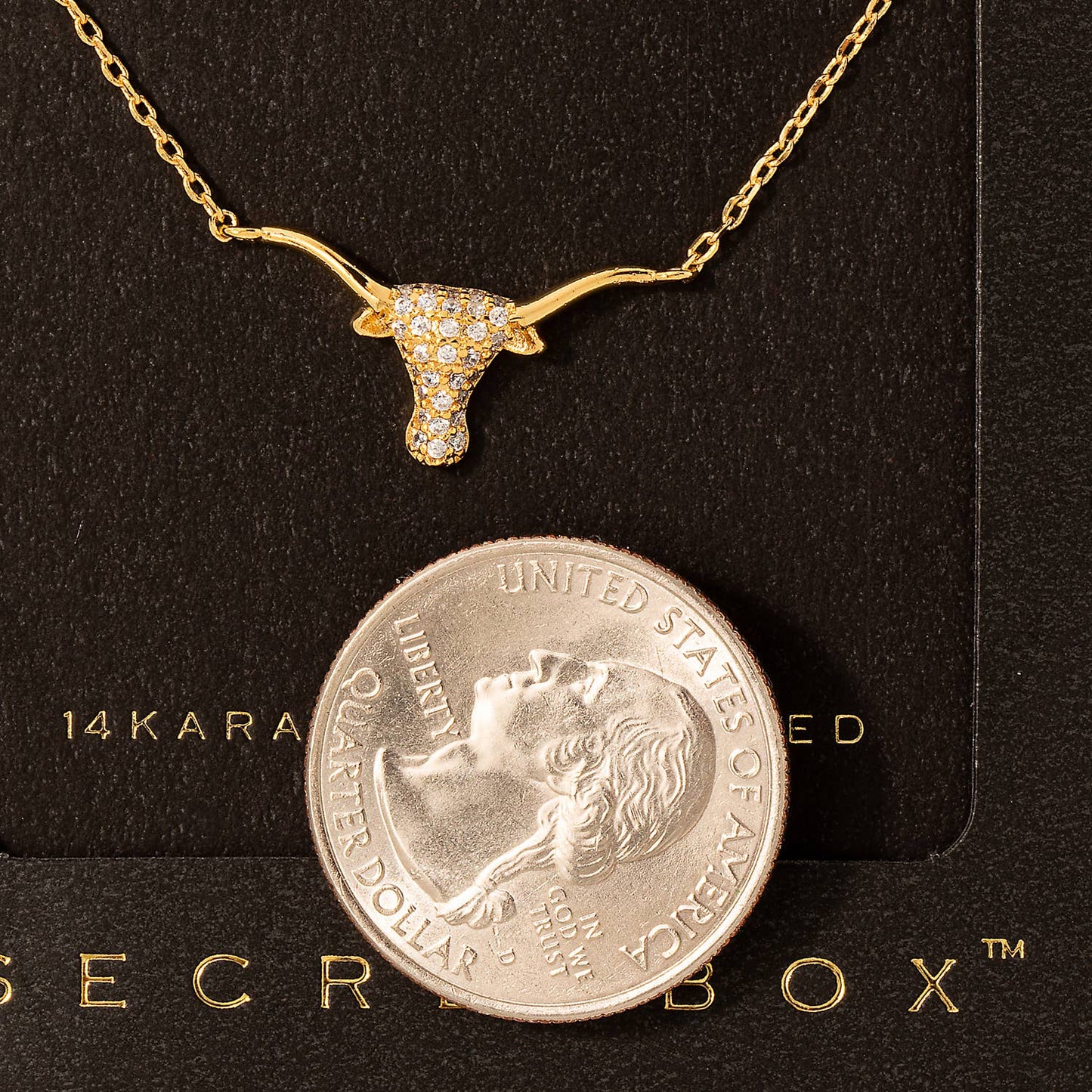 Secret Box Cz Stud Bull Head Pendant Necklace