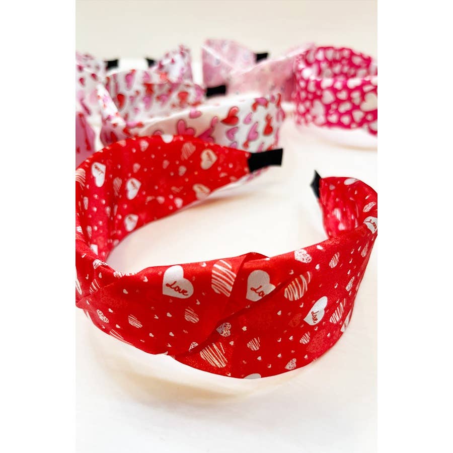 Satin Heart Print Headband