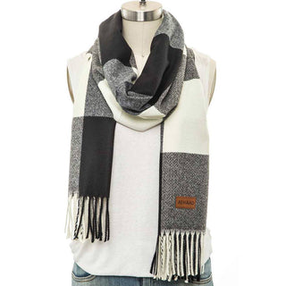 Plaid Print Cashmere Blend Scarf