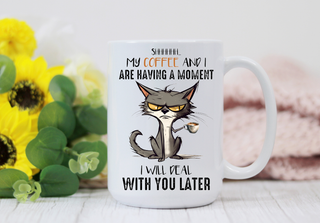 Funny Grumpy Cat & Coffee Cup 15oz Coffee Mug