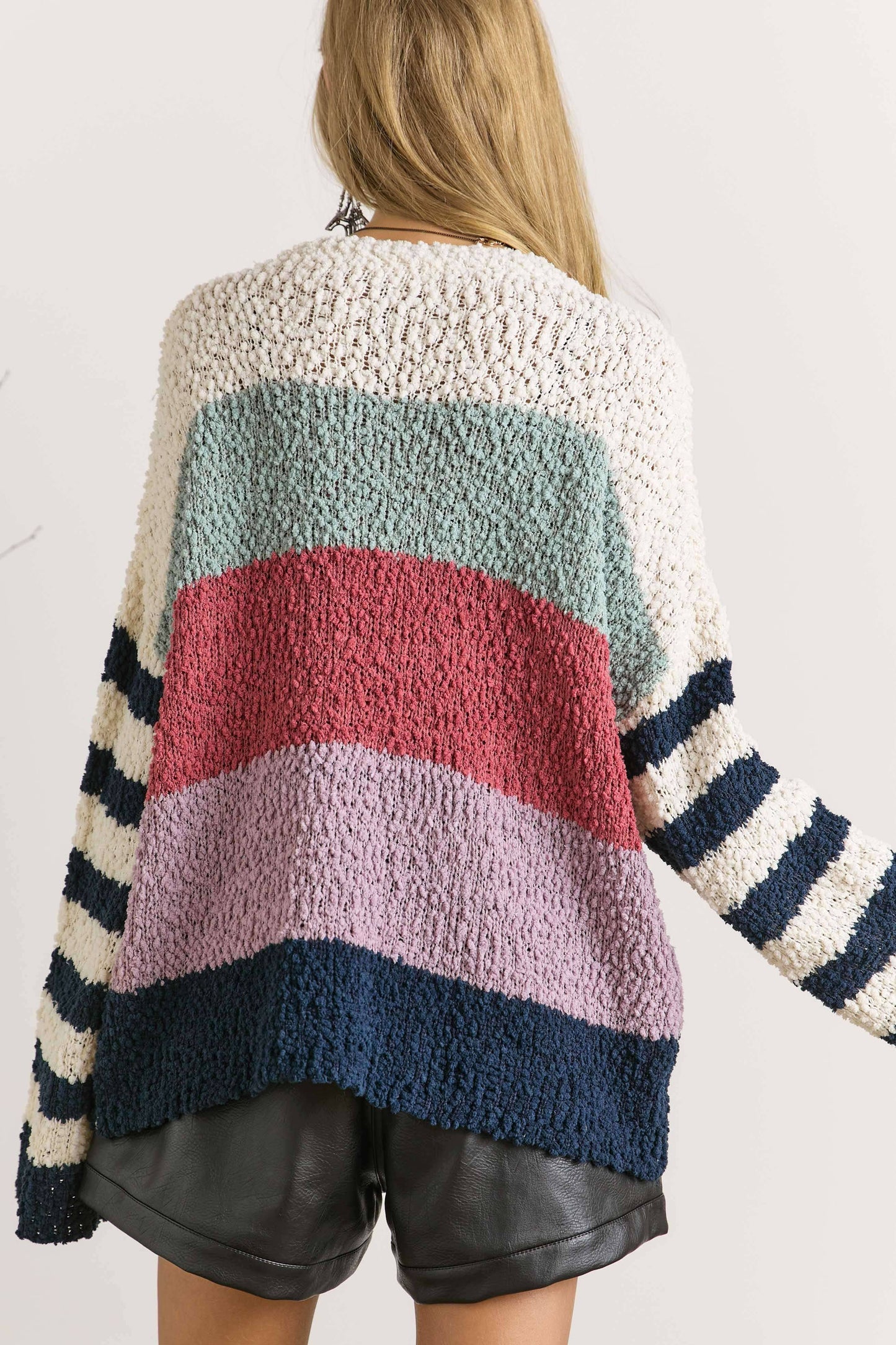 Adora STRIPE PATTERN TEXTURED SWEATER