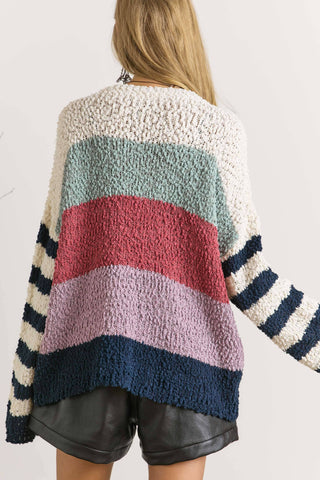 ***CLEARANCE**** Adora STRIPE PATTERN TEXTURED SWEATER