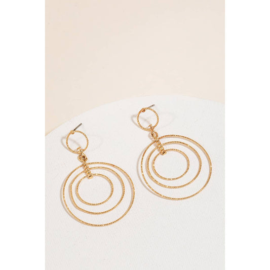 Layered Textured Hoop Dangle Earrings