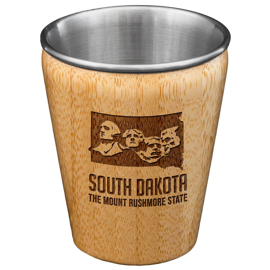South Dakota Engraved Shot Glass, Bamboo & Stainless Steel