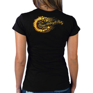 *CLEARANCE* 2025 Sturgis Motorcycle Rally Sunflower Skulls Black Ladies Tee