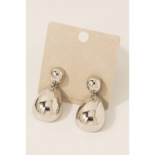 Hollow Metallic Tear Dangle Stud Earrings