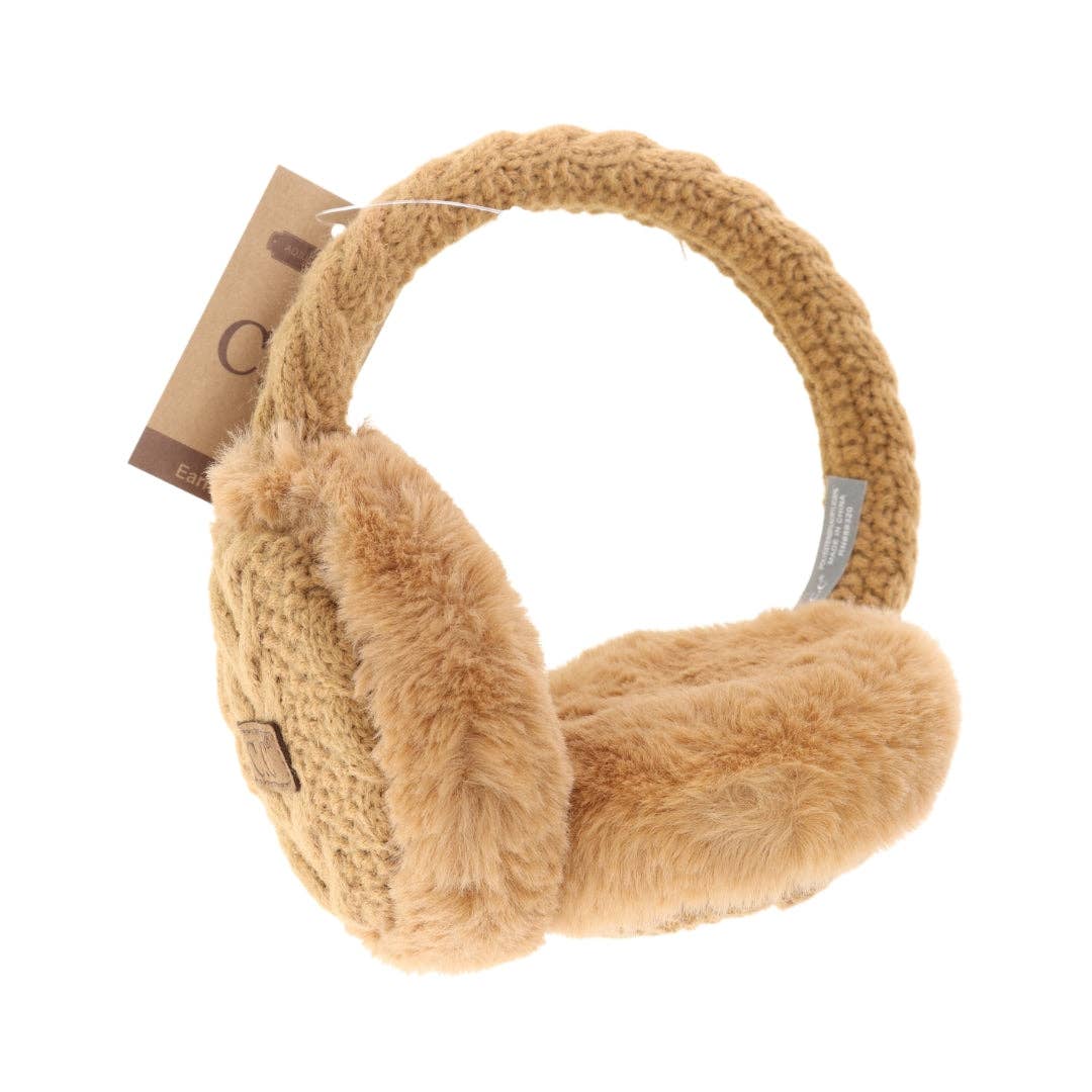 Cable Knit Faux Fur Earmuff EM3661