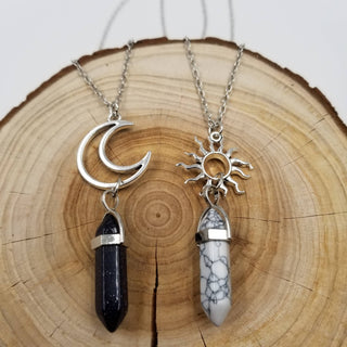 Natural Healing Stone Pendant Necklace - Set Of 2