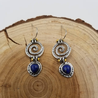 Vintage Silver Natural Lapis Lazuli Earrings