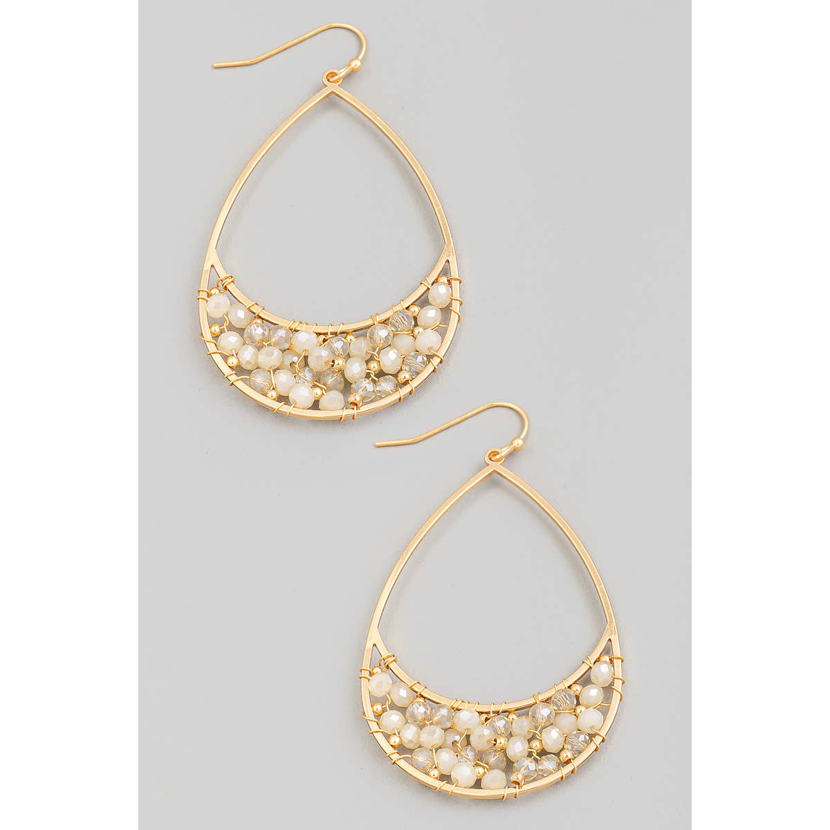 Beaded Crescent Tear Dangle Earrings