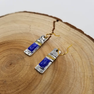 Vintage Silver Lapis Lazuli Stone Earrings