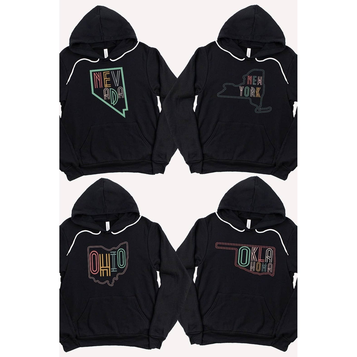 SOUTH DAKOTA Neon State Shape Graphic Hoodies