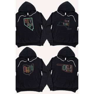 SOUTH DAKOTA Neon State Shape Graphic Hoodies