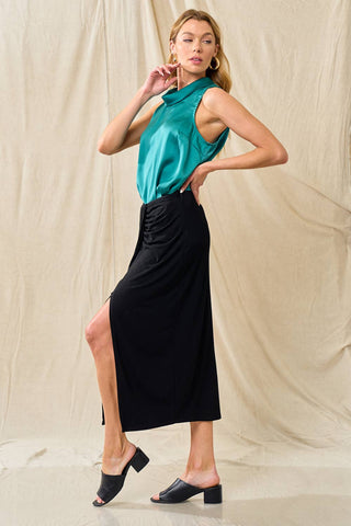 Ruched Detail Midi Skirt - 6385S