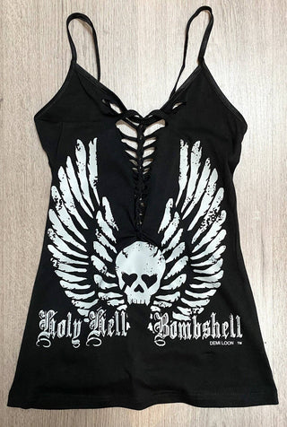Holy Hell Bombshell Slashed Heart Crochet Cami-