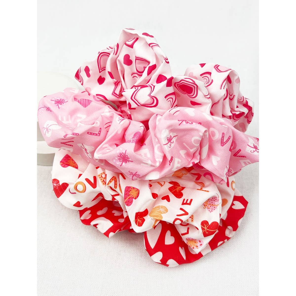 Mix Heart Pattern Jumbo Size Hair Scrunchies