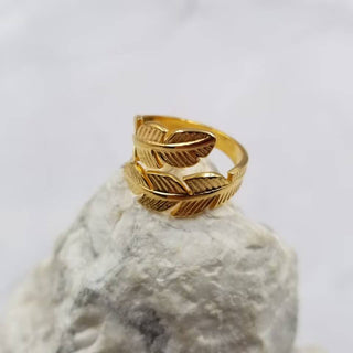 Stainless Steel Double Feather Ring