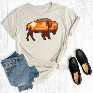 ***clearance *** Wild West Bison buffalo desert scene t-shirt