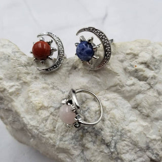 Gemstone Sun and Moon Ring - Gold