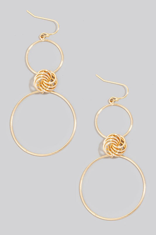 Metallic Tiered Cluster Hoop Dangle Earrings