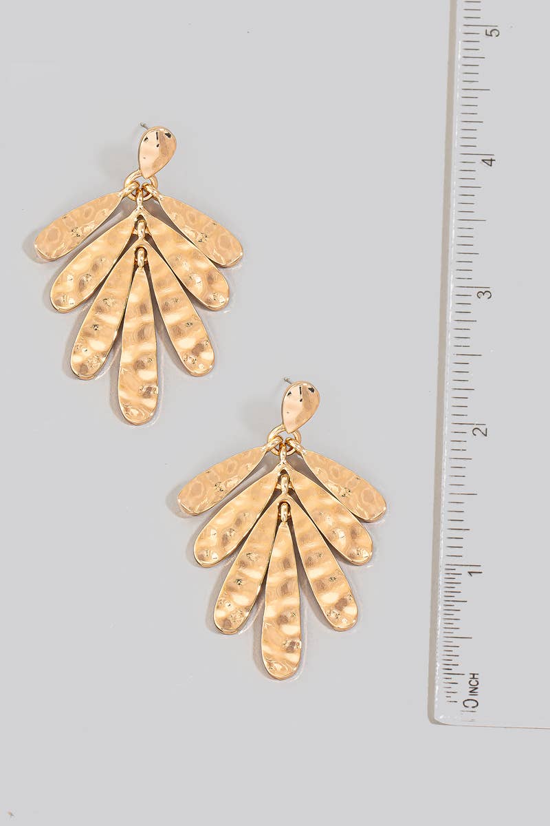 Hammered Oval Fringe Dangle Earrings