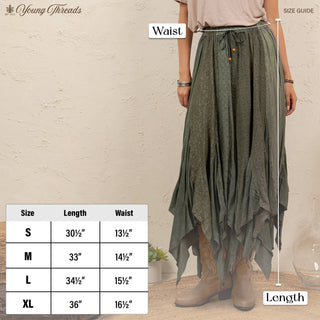 Boho Handkerchief Hem Patchwork Maxi Skirt